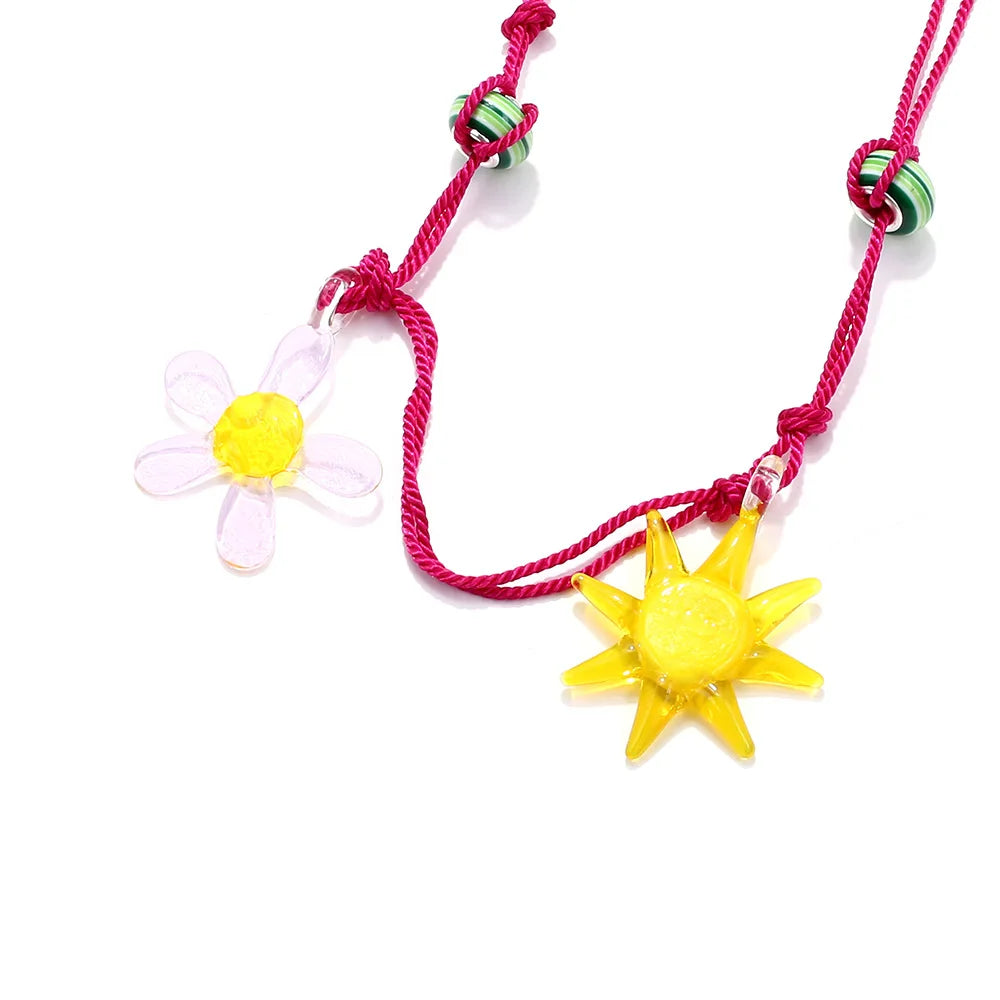 Collier bohème fleur-soleil